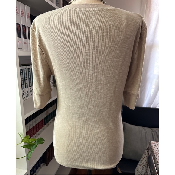 Gap Ribbed Henley Elbow Length Sleeve Top - Picture 8 of 9